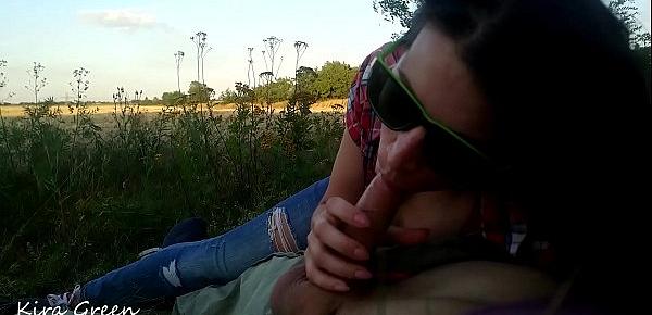  HOW TO SPEND AN EVENING IN NATURE WITH BENEFIT - POV OUTDOOR BLOWJOB AND SEX